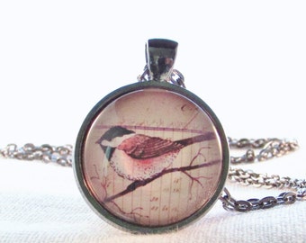 Bird Pendant Necklace - Chickadee Bird - Original Handmade Jewelry - Valentines's Gift - Gift for Her - Gift for Sister - Birthday Present