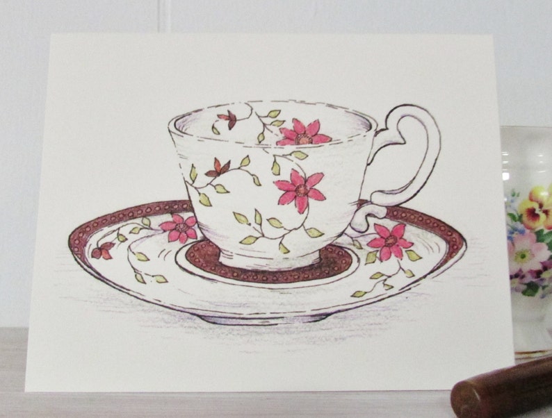 Tea Cup Note Cards With Envelopes Assorted Tea Cups Tea Etsy