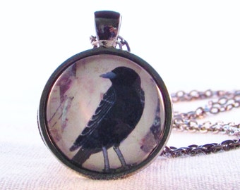 Blackbird - Crow - Raven - Nature Pendant - Bird Art Necklace - Gift for Woman - Symbolic Bird Art - Birthday  Gift for Her