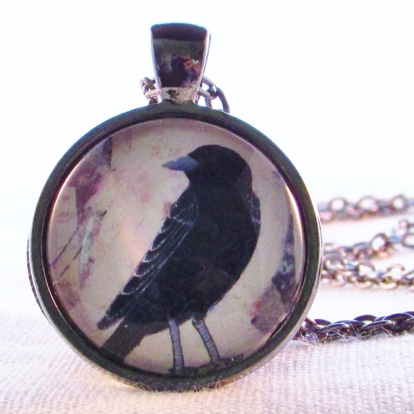 Blackbird - Crow - Raven - Nature Pendant - Bird Art Necklace - Gift for Woman - Symbolic Bird Art - Birthday  Gift for Her