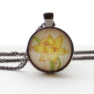 March Birth Month Flower Daffodil Pendant Necklace