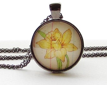 March Birth Month Flower Daffodil Pendant Necklace