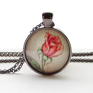 June Birth Month Flower Rose Art Pendant