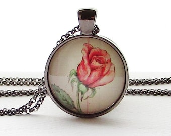 June Birth Month Flower Rose Art Pendant