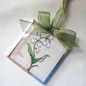 May Birthday Gift Idea - Flower Of the Month - Lily of the Valley - Glass Art Print Ornament- Mother&#39;s Day Gift - Anniversary Gift
