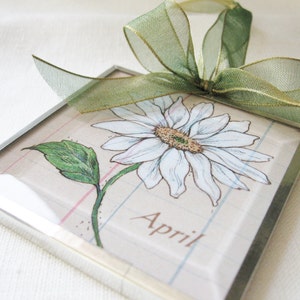 April Birth Month Flower Daisy Art Print Small Space Art Birthday Gift for Her Teacher Gift Gift for Mother Botanical Art image 2