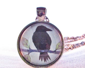 Blackbird Crow Raven Necklace - Wearable Art Pendant - Bird Pendant - Gift for Birder -Black - Gift for Friend - Gift for Her