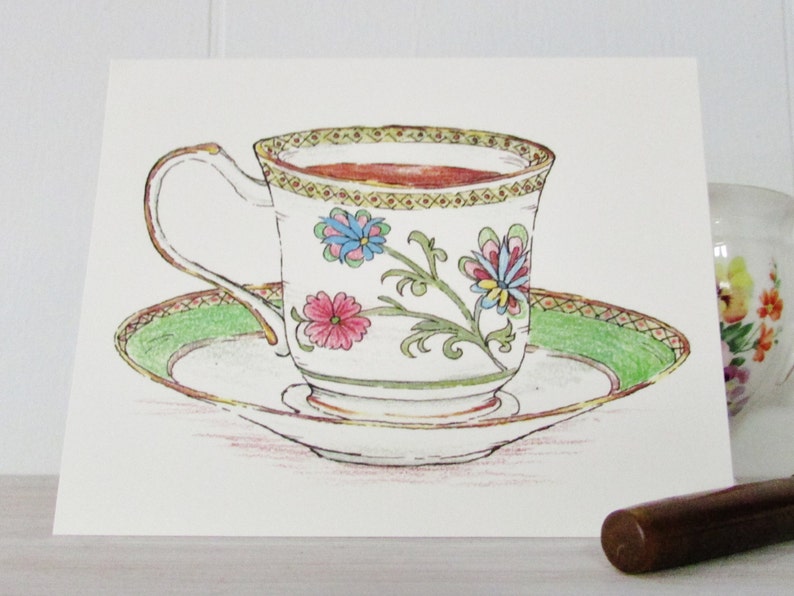 Tea Cup Note Cards With Envelopes Assorted Tea Cups Tea Etsy