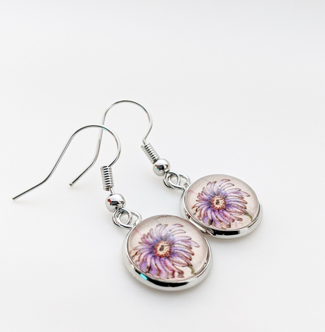Aster September Flower Drop Earring Set - Etsy