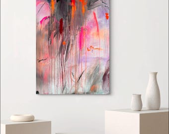 Abstract acrylic painting on canvas with love | Hand-painted modern wall art | Abstract acrylic painting | Original wall art | Urban art