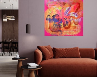 Abstract acrylic painting on canvas | Hand-painted modern wall art | Abstract acrylic painting | Original wall art | XXL painting