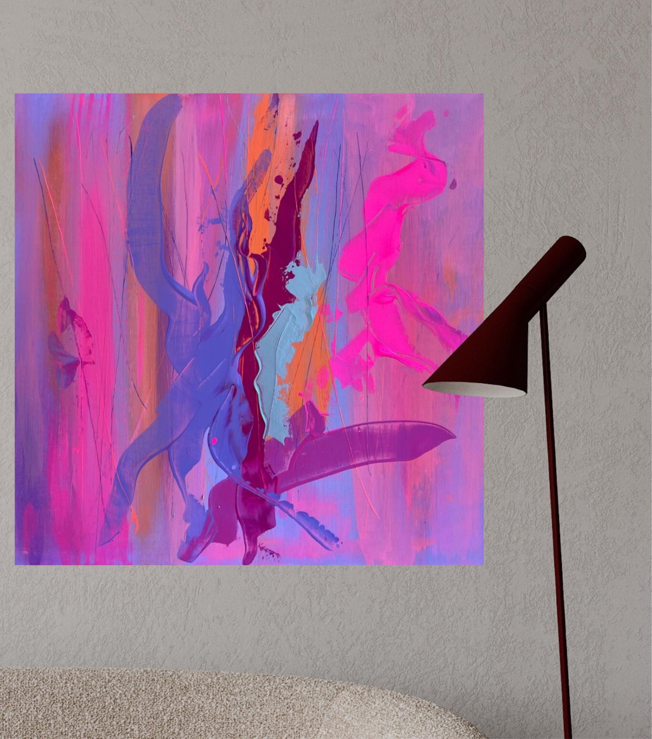 Abstract acrylic painting on canvas | Hand-painted modern wall art | Abstract acrylic painting | Original wall art | Purple & pink
