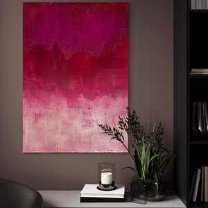 Painting | Acrylic painting | Abstract art | Texture paste | 70 x 100 cm | Red, pink, beige | Modern acrylic painting | Original art for the living room