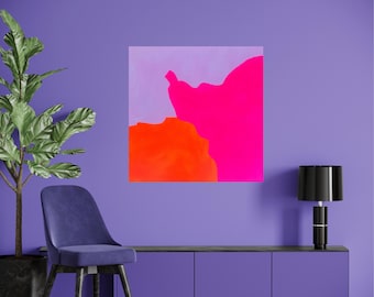 Abstract acrylic painting on canvas | Hand-painted modern wall art | Orange, pink, purple | Abstract acrylic painting | Original wall art