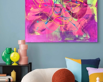Abstract acrylic painting on canvas | Hand-painted modern wall art | Abstract acrylic painting | Original wall art | XXL painting