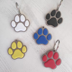 Dog Paw Keychain | Pet Collar Tag or Keyring | Colorful Paw Charm for Pet Lovers | Gift for Dog Owners