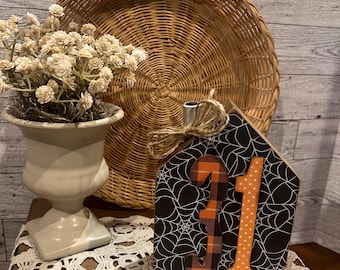 Rustic Halloween Wooden House Shelf Sitter