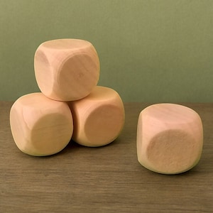 4er Set Holzwürfel Würfel Würfel Würfel Blank Schlicht Unlackiertes Holz Sechseckig 20mm 2cm