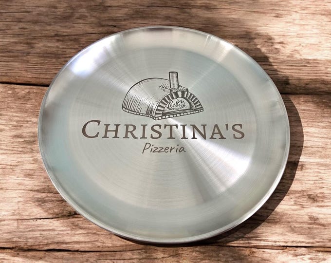 Personalized Stainless Steel Pizza Tray – 30cm 12" – Engraved Oven Tray – Gift for Pizza Lovers – Custom Text or Logo – Pizza Serving Tray