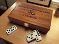 Personalised Luxury Dominoes Set – Double Six in Handmade Mahogany Case – Brass Spinner Domino Gift for Him, Dad, Family Game Night product logo