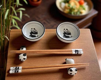 Personalised Wooden Chopsticks Set with Panda Holders – Sushi & Ramen Gift – Chinese Food Utensils – Engraved wood Chopsticks in Gift Box