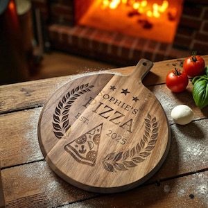 Personalized Wooden Pizza Board – 12 Inch Custom Gift for Pizza Lovers | Pizza Peel Style Paddle