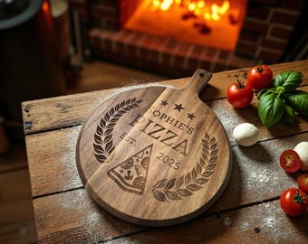 Personalized Wooden Pizza Board – 12 Inch Custom Gift for Pizza Lovers | Pizza Peel Style Paddle