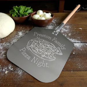 Personalized Pizza Peel with Detachable Long Wooden Handle – 12 Inch Folding Pizza Paddle for Homemade Pizza Baking
