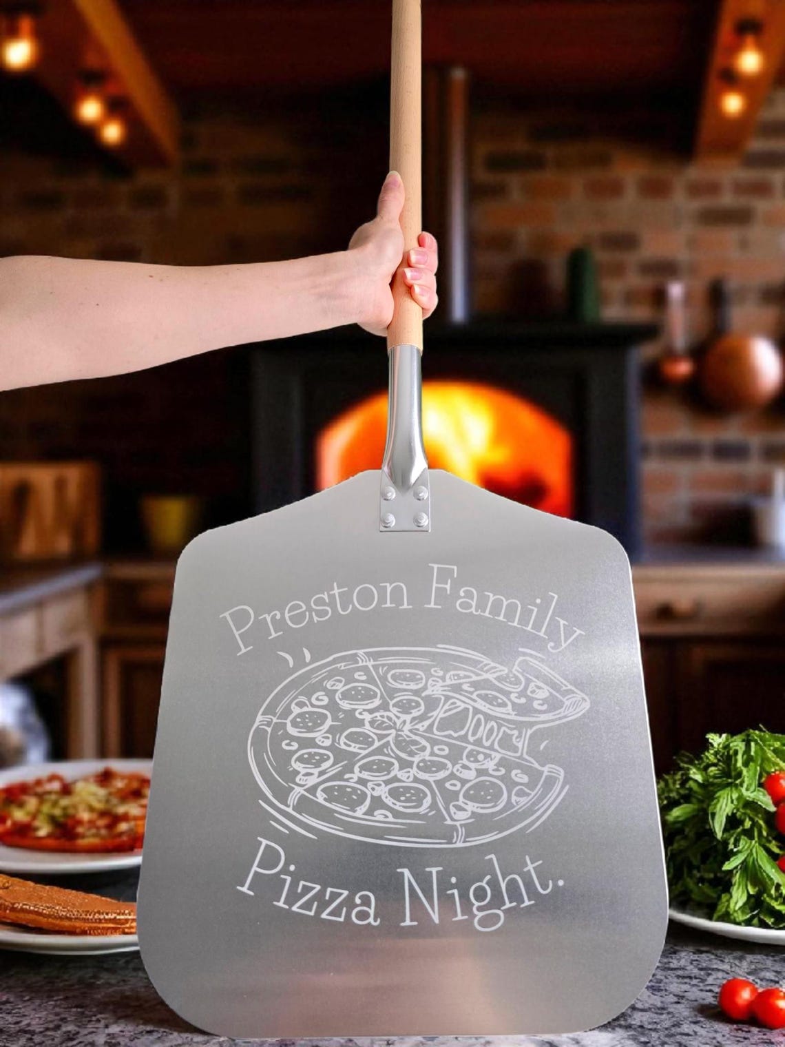 Personalized Pizza Peel With Detachable Long Wooden Handle – 12 Inch ...