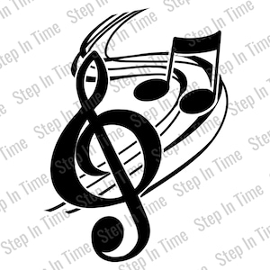 Musiknoten Swirl Digital Cut File SVG für Cricut Silhouette Brother oder andere Schneidemaschinen