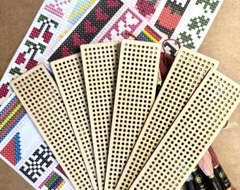 DIY Cross Stitch Bookmark Kit | 6 Wooden Bookmarks, Beginner Friendly with Embroidery Patterns