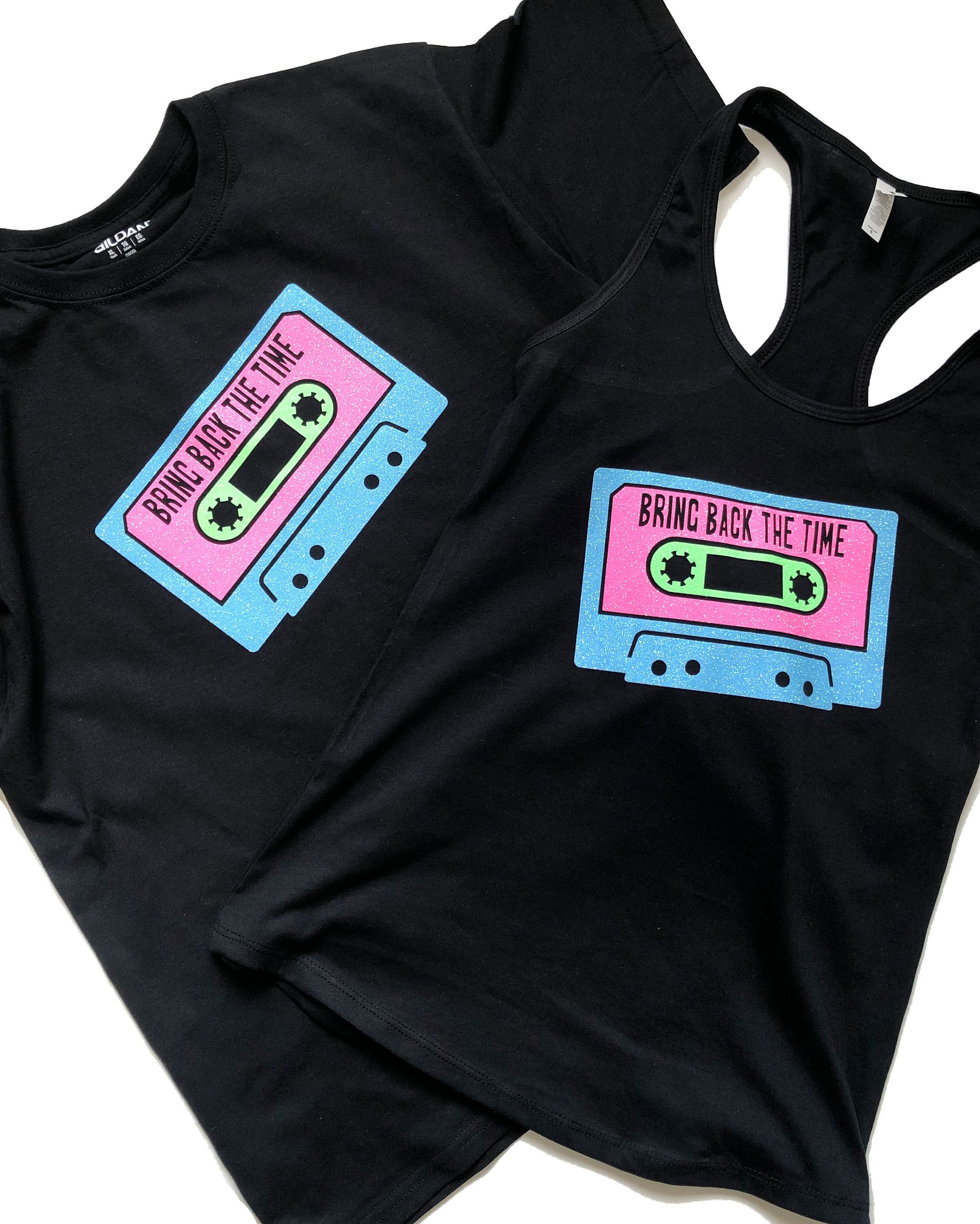 Mix Tape Retro Music Themed Neon Shirt 