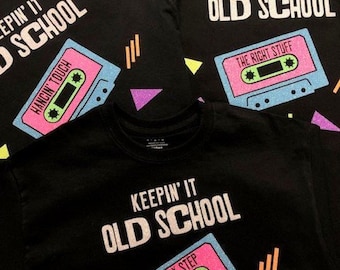 Retro 80s Mix Tape Shirt – Personalized Neon Glitter Design