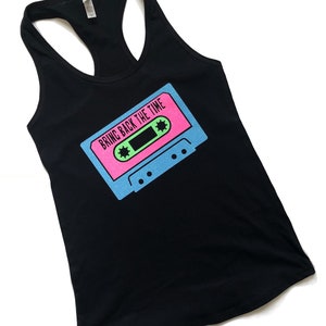 SALE - Mix Tape Retro Music Themed Neon Racerback Tank 80's Baby- FREE SHIPPING Over 35