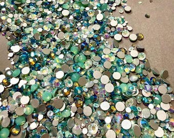 Light Aqua Resin Flat Back Rhinestones | Bulk Craft Gems for Tumblers, DIY Projects