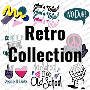 Retro 80s 90s Digital Cut Datei SVG Collection für Cricut Silhouette Brother oder andere Schneidemaschinen