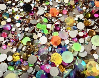 Multi Color Resin Flat Back Rhinestones | Non-Hotfix Gems for DIY Crafts, Tumblers, Etc.