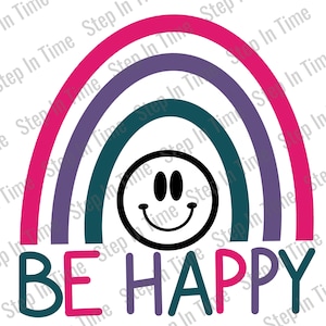 Be Happy Regenbogen Smile Gesicht Digital Cut Datei SVG für Cricut Silhouette Brother oder andere Schneidemaschinen