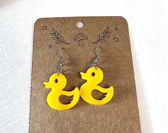 Yellow Duck Acrylic Earrings | Laser Cut Lightweight Dangles