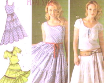 Simplicity 4173 sewing pattern Boho Dress skirt top belt modern style Desert Diva by Sherry Holt Sz 14 16 18 20 22 UNCUT