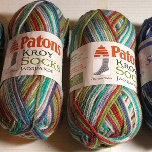 Patons Kroy yarn striped yarn Wool Blend 4 ply 50 Gram Each Super fine knitting Crochet yarn crafts supply image 1