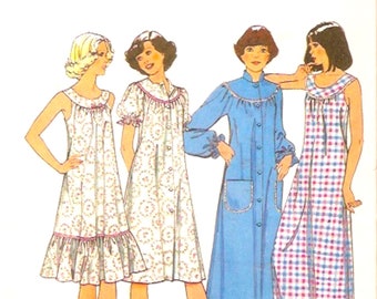 Style 1721 70s vintage nightgown sewing pattern robe Size 8 to 10 Small UNCUT