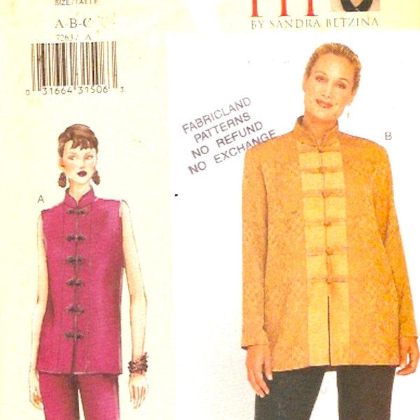 Vogue 7263 Todays Fit Sewing pattern Chic evening Pants tops Sandra Betzina Bust 32 to 36 A B C UNCUT