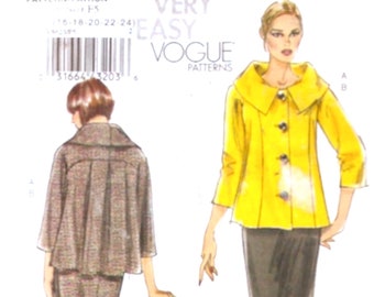Vogue 8623 Plus size Autumn jacket skirt sewing pattern Very easy Sz 16 TO 24 UNCUT
