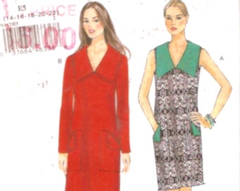 Retro style Summer Lined dresses sewing pattern Vogue 9147 Size 14 to 22 UNCUT includes plus size Modern fashion