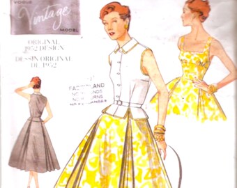 50s Glamour top dress belt reproduction sewing pattern Vogue 2561 Vintage reissue Sz 12 to 16 Uncut