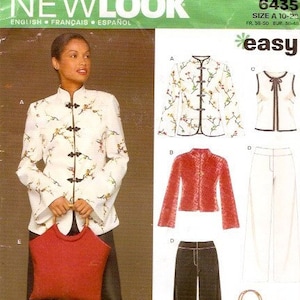 Japanese Style Jacket Pattern Asian Style Jacket Pants Top Purse Sewing Pattern New Look 6435 Sz 10 ...