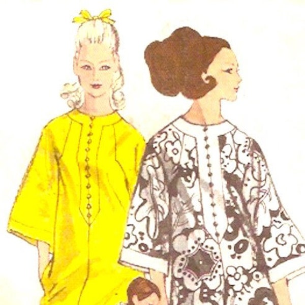 Boho caftan dress pattern 60s Casual retro Summer hippie Hipster Vintage sewing pattern Vogue 7295 Medium Bust 34 to 36 UNCUT