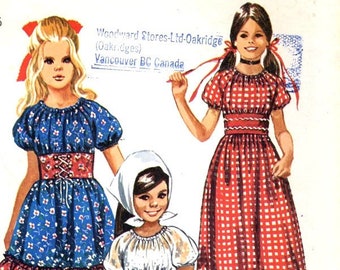 Girls boho dress 70s peasant dress Little Heidi style dress Octoberfest vintage sewing pattern Simplicity 9244 Sz 8