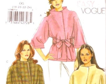Vogue 8562 sewing pattern Plus size jacket Casual chic Autumn Fall Multi size in three lengths Sz 18 to 24 UNCUT